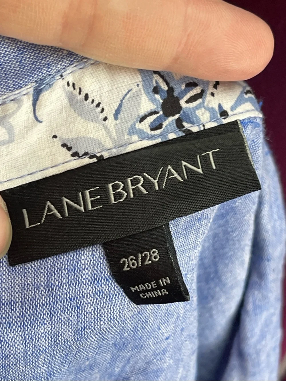 Lane Bryant size 26/28 light blue linen blend long sleeve button down shirt